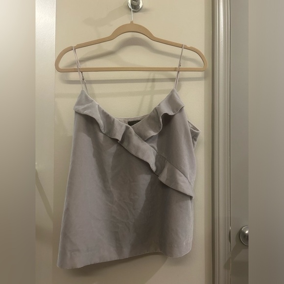 J. Crew Cami Tank Top Women’s 14 Velvet Ruffle Silver Asymmetrical - Picture 1 of 7